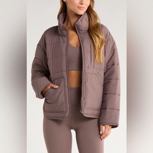 Zella Quilted Packable Jacket- Grey Plum- XL